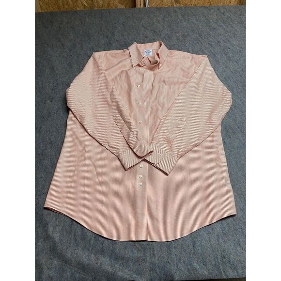 Brooks Brothers Men's , white & Orange Regent Non Iron Dress‎ Shirt 16-32 EUC - Picture 1 of 5